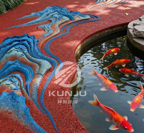湖州鸡血红帕米孔海绵艺术路锦鲤湖公园